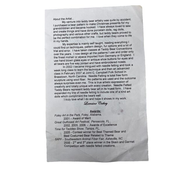 Lorraine Cathey Doll Hand Made Wool Felt Old Lady Yellow Polka Dot Bikini Towel - Picture 8 of 10